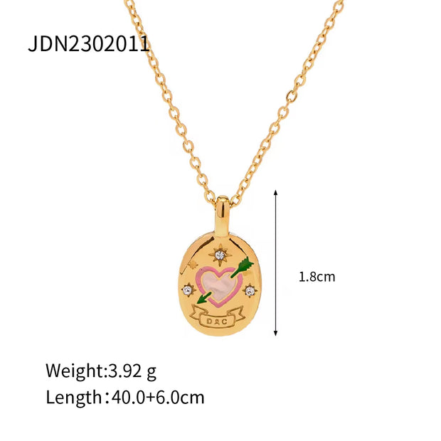 Spring Enameled 18K Gold Plated Flower Tree Animal Pattern Zircon Rings Necklace Earrings Set Jewelry