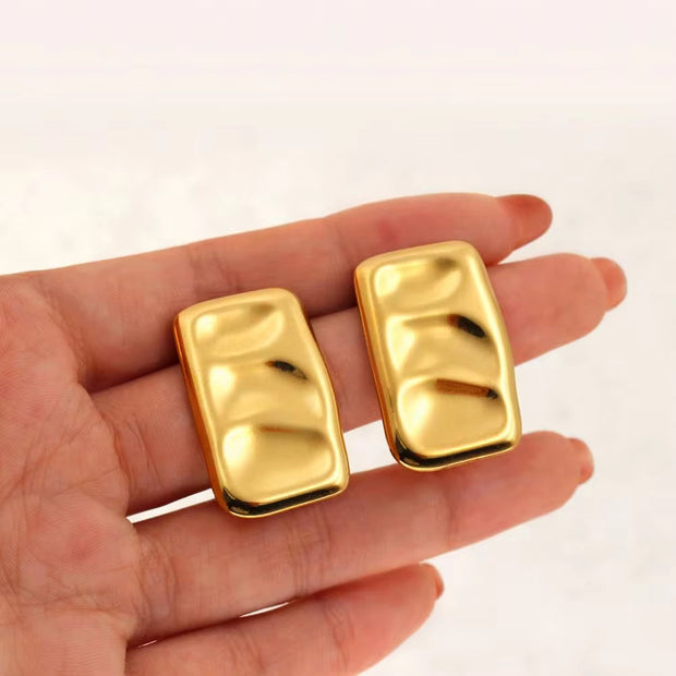 Unique Square High Quality Stainless Steel Pea Pod Earrings Stylish 18K Gold Color Women'S Gift LOW MOQ