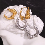 Chunky Hoop Earrings Gold Plated Hoop Earrings Twisted Statement Jewelry Stainless Steel Earrings