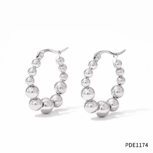 Hot-Selling Jewelry New round Steel Ball Earrings Earrings European and American Fashion Creative Women'S Earrings