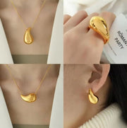 JEWELRY XL82-3-EH232-JZ21 Factory Hot Sale Big Drops Earrings Necklace Ring Set Exaggerated