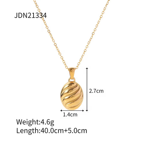 Unique 18K Gold Plated Irregular Croissant Necklace Stainless Steel Spiral Pendant Necklace for Women