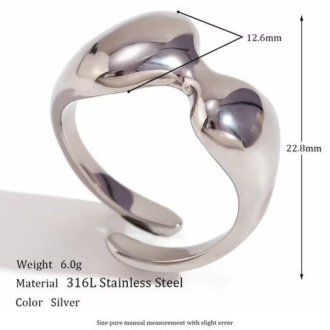 Minimalist Jewelry Gold Plated Jewelry Melting Style Adjustable Ring Stainless Steel Rings