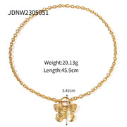 Ins 18K Gold Plated Stainless Steel Butterfly Pendant Necklace Tassel Earrings Opening Bangles Butterfly Rings