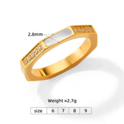 Clear Jewelry Diamond Cz 18K Gold Plated Luxury Shell Ring for Woman Zircon Ring