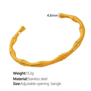 JEWELRY XL72-SZ58 Wholesale Thin Bamboo Open Collar Bangles Fashion Necklace Stainless Steel Plated 18K Gold