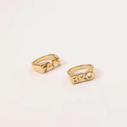 Trendy Tarnish Free High End 18K Gold Plated MOM DAD SISTER Stamp Rings Mothers Day Gift Stainless Steel Inspired Jewelry