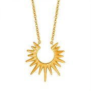 Minimalist 18K Gold Plated Geometric Pendant Necklace Stainless Steel Sunburst Necklace Waterproof Jewelry