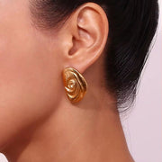 Conch Design Gold Plated Stud Earrings Tarnish Free Jewelry Stainless Steel Boucle D'Oreille