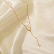 Minimalist 18K Gold Plated Zircon Necklace Stainless Steel Snake Y Shape Crown Zircon Necklace