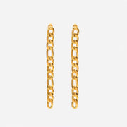 High Polished Stainless Steel 18K Gold Metal Women Jewelry Statement Party Long Figaro Chain Drop Earrings Women