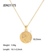 Stainless Steel Zircon Sun Half Moon Necklace 18K Gold Plated Moon Sunburst Pendant Necklace