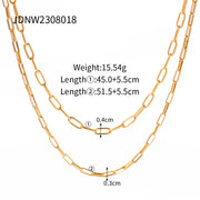 Jewelry Stainless Steel Figaro Double Layer Necklace Snake Paperclip Chain Stacking Layer Chain Necklace