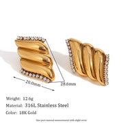 2024 Trendy Jewelry Melting Zircon Hoop Earrings Set 18K Gold Plated Cuff Earrings Stainless Steel Jewelry