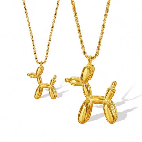 JEWELRY XL64-MYL05 Factory Supply Balloon Dog Pendant Necklace Stainless Steel Zodiac Dog Sweater Chain for Women