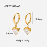 18K Zircon Love Heart Series Hoop Earrings Stainless Steel Romantic Gift Jewelry Pearl Pendant Earrings for Women