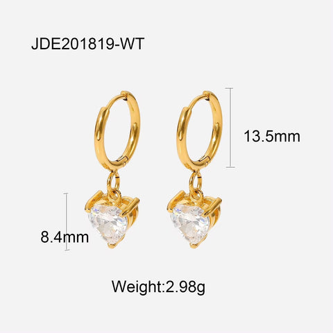 18K Zircon Love Heart Series Hoop Earrings Stainless Steel Romantic Gift Jewelry Pearl Pendant Earrings for Women