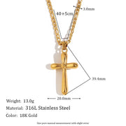 Minimalist Jewelry Cross Pendant Necklace Gold Plated Figaro Chain Stainless Steel Jewelry