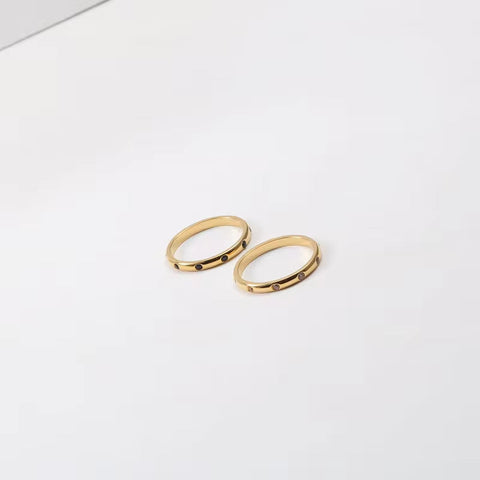 High End Waterproof Wholesale 18K Gold Plated Dot Diamond Steel Dainty Rings for Women