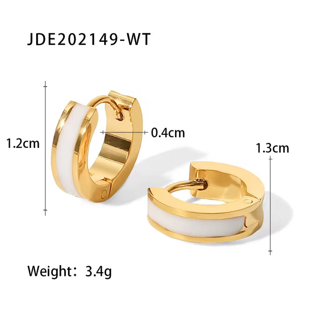 Enamel Small Size Huggie Hoop Earrings Stainless Steel Gold 18K Plated Oil Dripping Ear Cuff