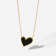 Vintage Style 18K Gold Plated Black Irregular Heart Necklace Gift Stainless Steel Black Enamel Heart Pendant Necklace for Women