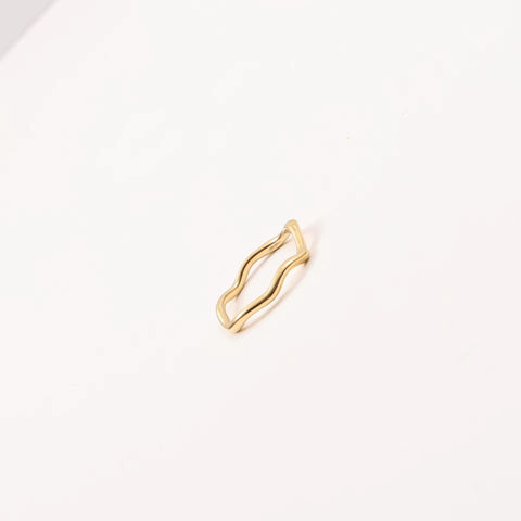 Stainless Steel Wave Pattern Ring Jewelry Plating 18K Gold Geometrically Irregular Abstract Shaped Women Rings