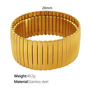 JEWELRY SZ56-7 the Newest Stainless Steel Stretch Band Stretch Band Rally Bracelet Wide Bracelet 18K Gold Plated