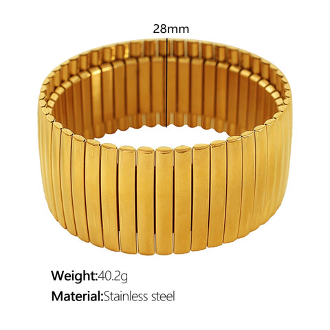 JEWELRY SZ56-7 the Newest Stainless Steel Stretch Band Stretch Band Rally Bracelet Wide Bracelet 18K Gold Plated