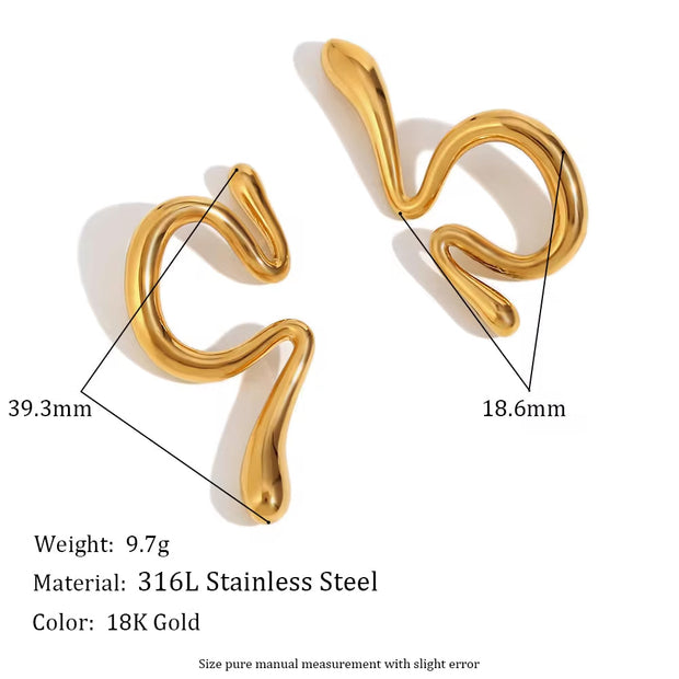 2024 Trendy Jewelry Melting Zircon Hoop Earrings Set 18K Gold Plated Cuff Earrings Stainless Steel Jewelry