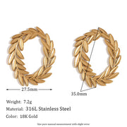 Gold Plated Stud Earrings for Women Leaf Hoop Stainless Steel Jewelry Waterproof Women Jewelry