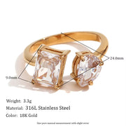 Water Drop Zircon Rings Shining Gold Plated Jewelry Valentine Couple Jewelry Stainless Steel Rings