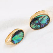 Waterproof 18K Gold Plated Oval Abalone Shell Rings Stainless Steel Jewelry Dainty round Natural Shell Rings